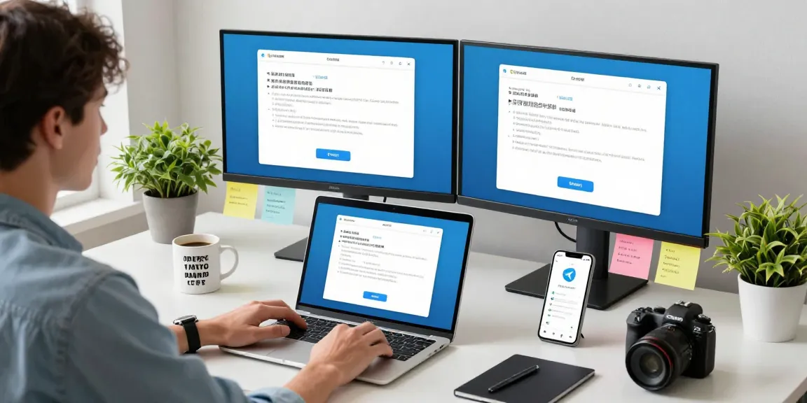Setting up Telegram Chinese language interface on modern tech workspace with user-friendly instructions.